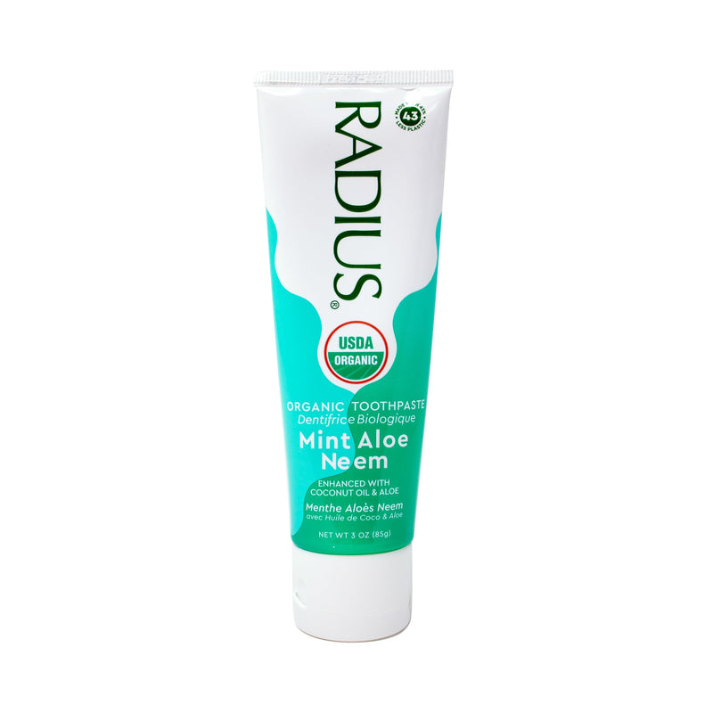RADIUS Toothpaste, Mint Aloe Neem, 3 oz, USDA Organic Non-Toxic Chemical-Free Gluten-Free, Designed to Improve Gum Health & Prevent Cavities, Pack of 1 3 Ounce (1 Pack)