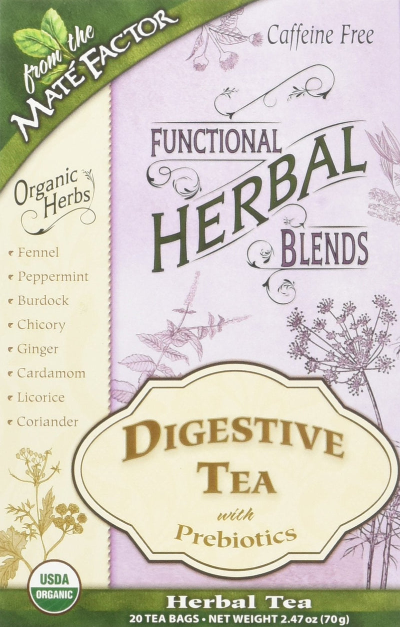 [Australia] - Mate Factor Functional Herbal Blends - Digestive Tea with Prebiotics 20 Bag(S) Herbal,Mate 20 Count (Pack of 1) 
