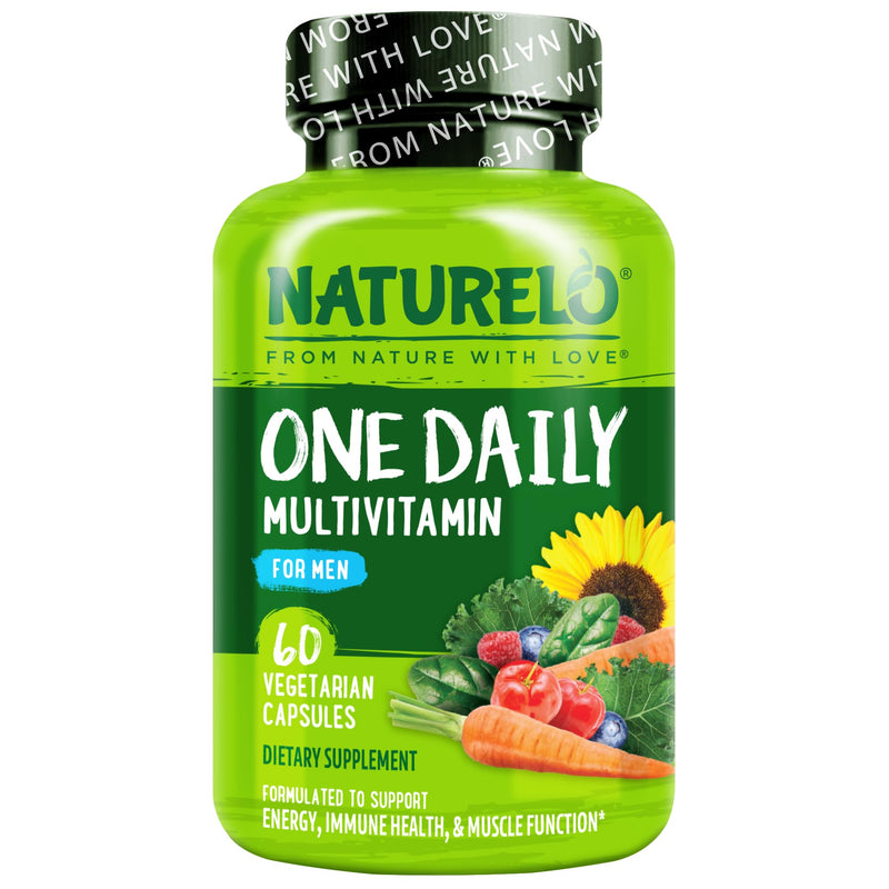 NATURELO Mens Multivitamins - One Daily Multivitamin for Men with Vitamins, Minerals & Organic Whole Foods, Boost Energy & Health, Non-GMO, 60 Vegetarian Capsules Unflavored 60 Count (Pack of 1)