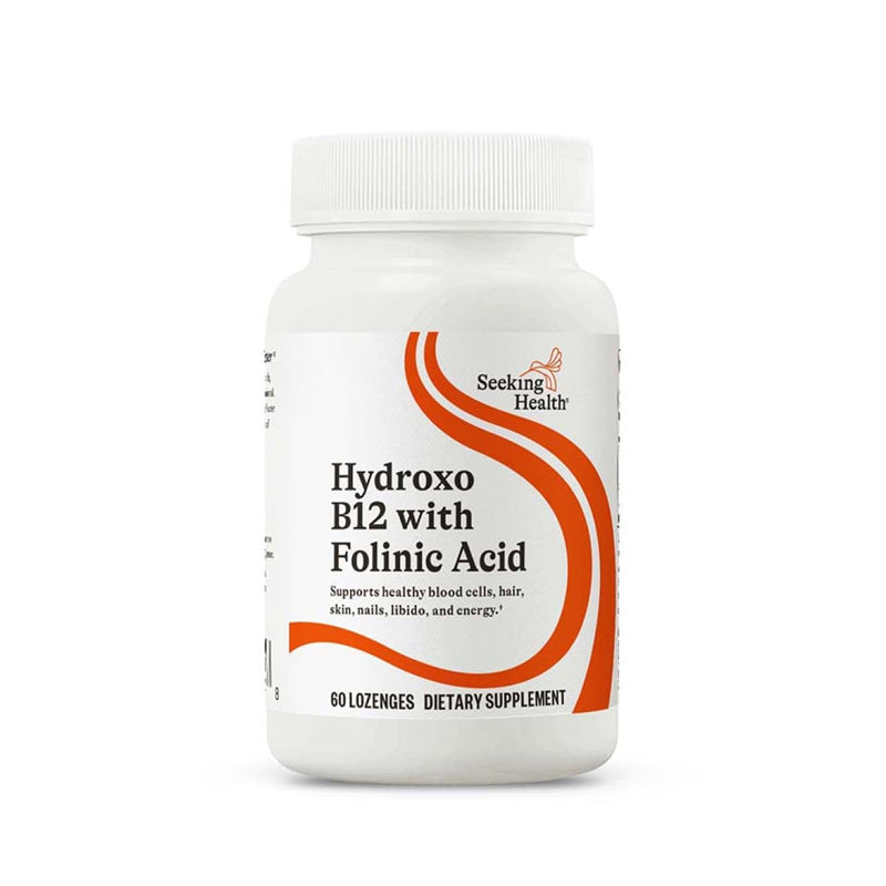 Seeking Health Hydroxo B12 with Folinic Acid - Supplement with Non-Methylated Form of Folate - Vitamin B12 Complex for Heart Health Support - 60 Lozenges