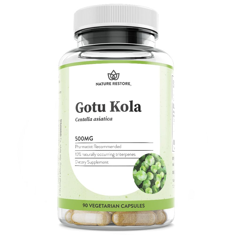[Australia] - Nature Restore Gotu Kola Extract Supplement, Standardized to 10 Percent Triterpenes, Manufactured in USA, 90 Capsules, Non GMO, Gluten Free, Vegan 
