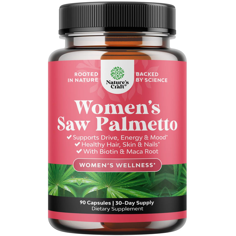 Saw Palmetto for Women 500mg - DHT Blocker for Women 30-Day Supply - Hair Vitamins for Hair Loss Supplement - Saw Palmetto Extract Capsules with Maca Root & Biotin - 90 Count 90 Count (Pack of 1)