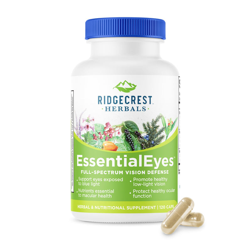 RidgeCrest Herbals EssentialEyes Eye Vitamins for Vision Support 120 Ct | 30 Servings, Lutein, Zeaxanthin, Bilberry Extract, Natural Ocular Health Formula, Vegan Capsules, Daily Use