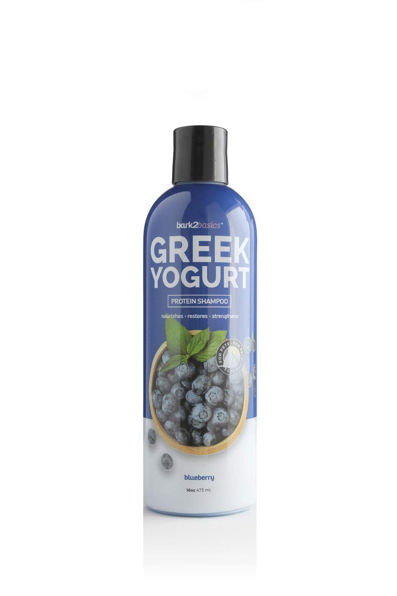Bark2Basics Blueberry Greek Yogurt Shampoo, 16 oz - Protein Pet Shampoo, Natural Ingredients, Restores Moisture to Dry Coats, Soothes Dry Itchy Skin, 16:1 Concentrated, Professional - PawsPlanet Australia