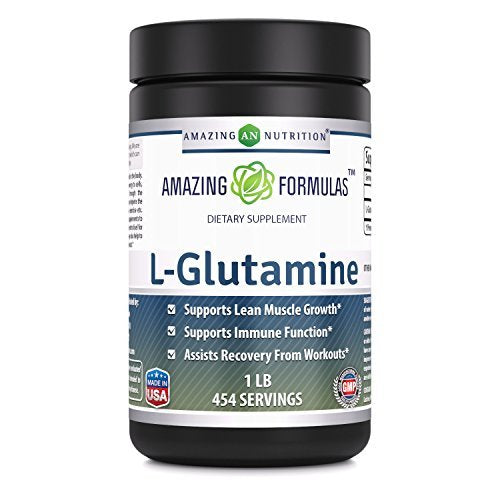 Amazing Formulas L-Glutamine Powder Amino Acid Supplement | 1 Gram per Serving | 454 Servings (Unflavored | 1 LB) | Non-GMO | Gluten-Free | Made in USA Unflavored | 1 Lb