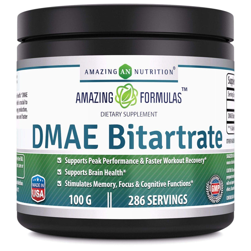 [Australia] - Amazing Formula DMAE Bitartrate Powder Supplement | 100 Grams | 286 Servings | Non-GMO | Gluten-Free | Made in USA 