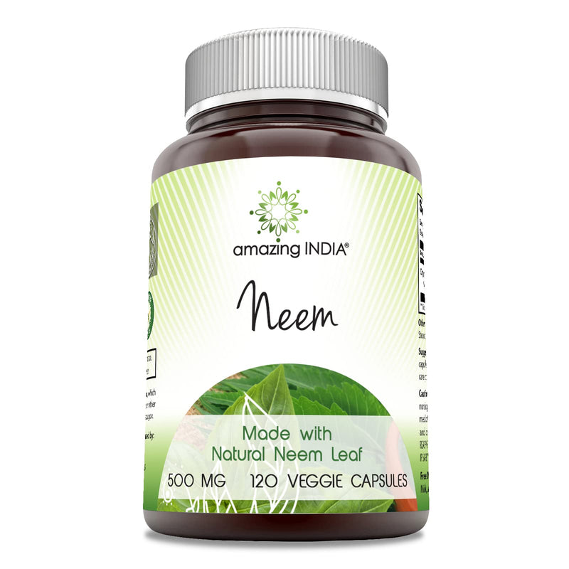 [Australia] - Amazing India Neem (Made with Natural Neem Leaf) Supplement | 500 Mg Per Serving | 120 Veggie Capsules | Non-GMO | Gluten Free | Made in USA 