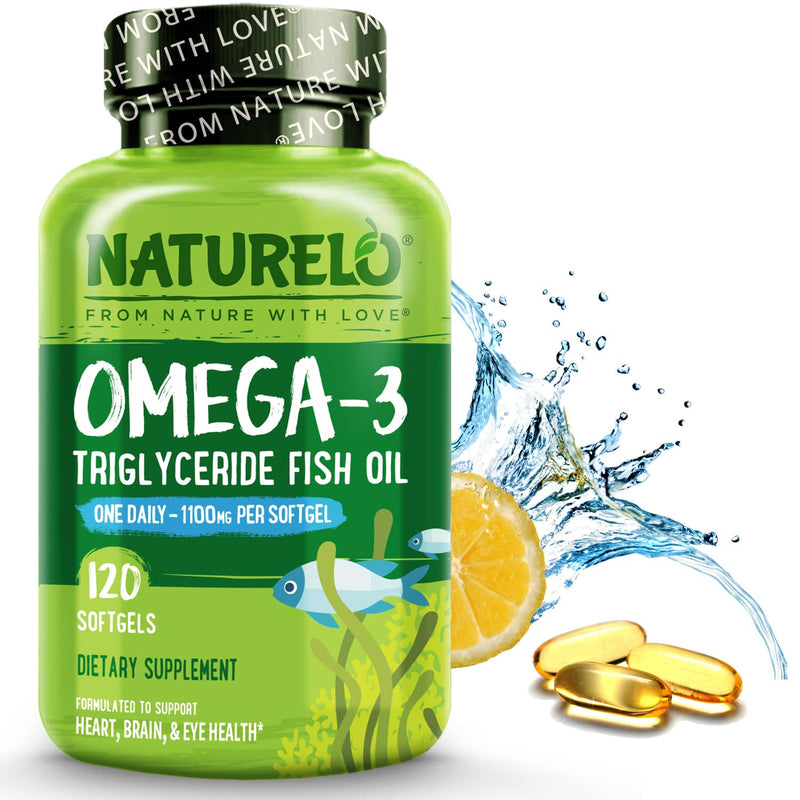 [Australia] - NATURELO Burpless Omega 3 Fish Oil Supplement - 1100mg Triglyceride Omega-3, EPA + DHA, Liquid Fish Oil Omega 3 for Heart, Eye, Brain, Joint Health - 120 Softgels, 4 Months Supply Omega 3 Softgels 120 Count (Pack of 1) 