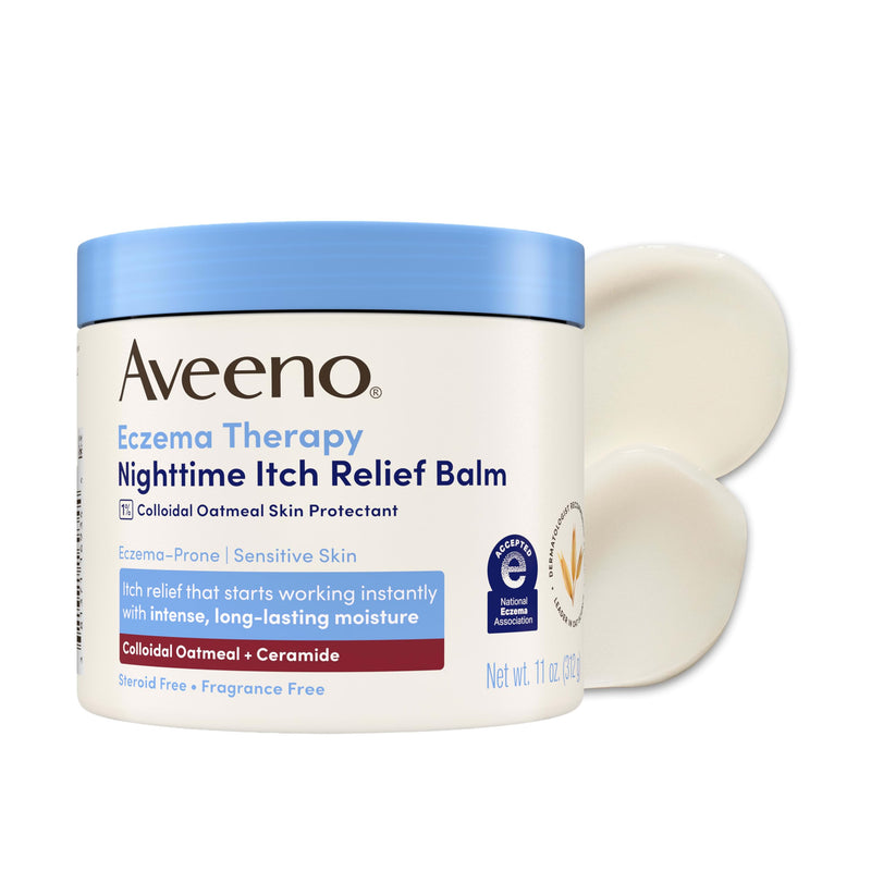 Aveeno Eczema Therapy Nighttime Itch Relief Body Balm, Colloidal Oatmeal Cream for Itchy Skin Relief, Moisturizing Balm for Sensitive, Eczema-Prone Skin, Steroid- & Fragrance-Free, 11 Oz