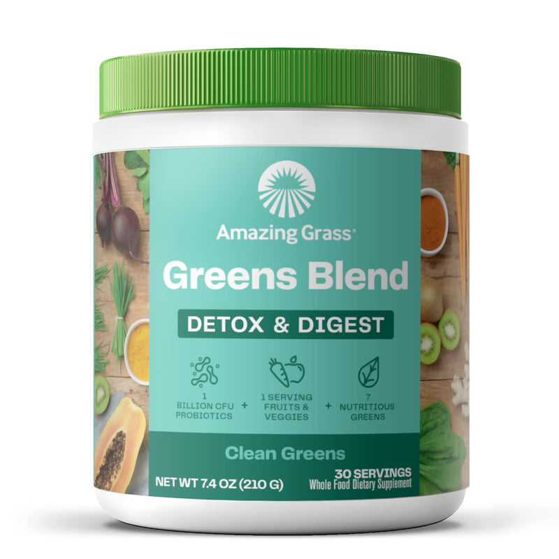 Amazing Grass Greens Blend Detox and Digest Clean Greens, 30 Servings Detox & Digest 7.4 Ounce (Pack of 1)