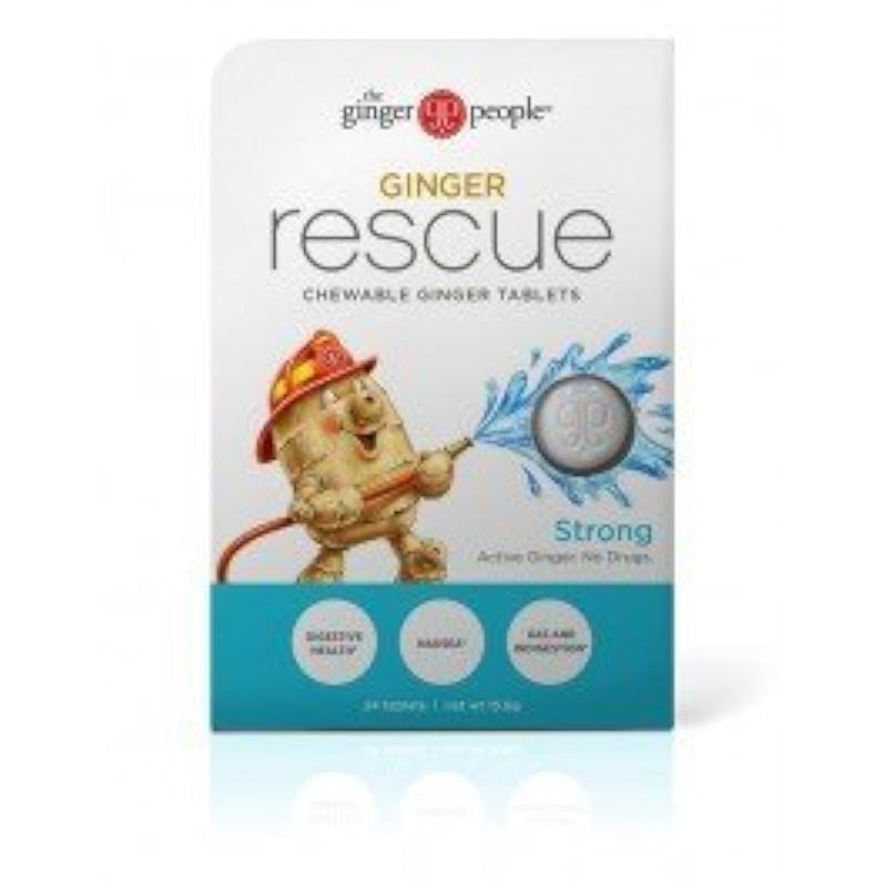 [Australia] - The Ginger People Ginger Rescue® Chewable Tablets Drug Free Digestive Health, 5.5 oz Chewable Tablets, Strong Ginger Flavor, 0.55 Oz, 10 Count Caddy (240 Tablets) 