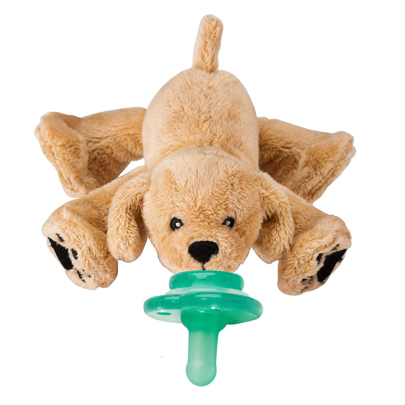 [Australia] - Nookums Paci-Plushies Buddies - Retriever Pacifier Holder - Adapts to Name Brand Pacifiers, Suitable for All Ages, Plush Toy Includes Detachable Pacifier Rufus the Retriever 