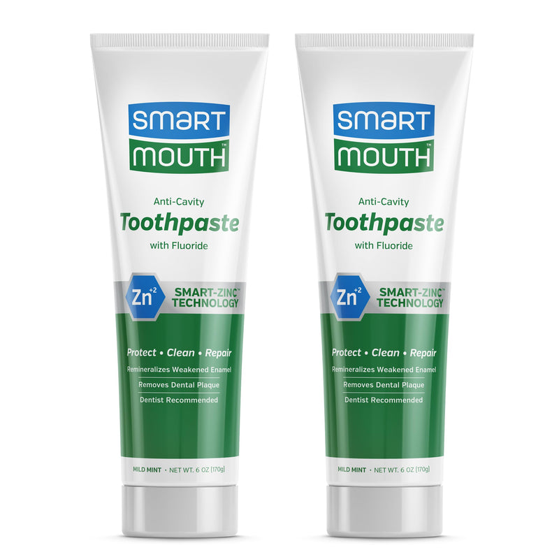 [Australia] - SmartMouth Premium Zinc Ion Toothpaste - Whitening - with Fluoride - Refreshing, Anti-Cavity Toothpaste for Adults - Strengthens Enamel - Mild Mint Flavor, 6 oz (2 Pack) 