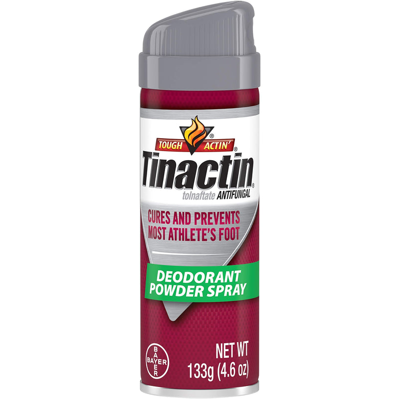 Tinactin Athlete's Foot Antifungal Deodorant Powder Spray, 4.6 oz Can (Pack of 2)