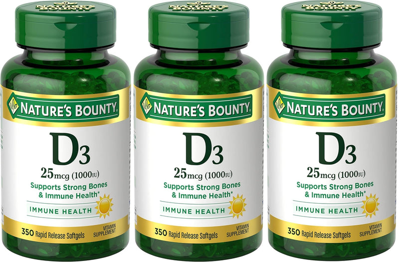 Nature's Bounty Bounty D-1000 IU Dietary Supplement Rapid Release Liquid Softgels 350 ea (Pack of 3) 350 Count (Pack of 3)