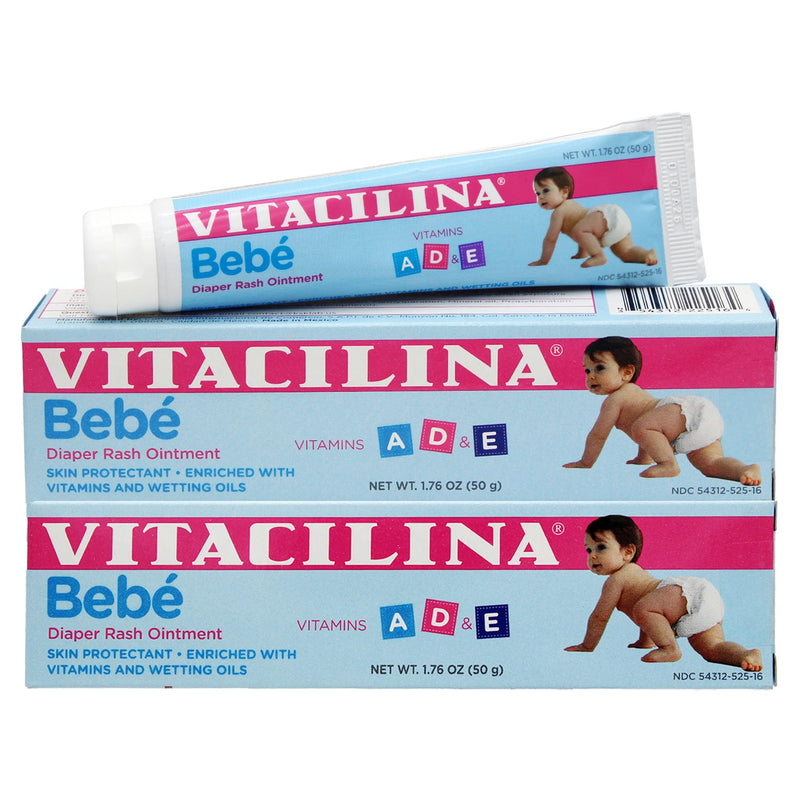 Vitacilina Bebe, Diaper Rash Ointment, Skin Protectant with Vitamins and Wetting oils, Protects Baby's Skin, 2-Pack of 1.76 Oz, 2 Boxes | Skin Protectant, Protects Baby's Skin