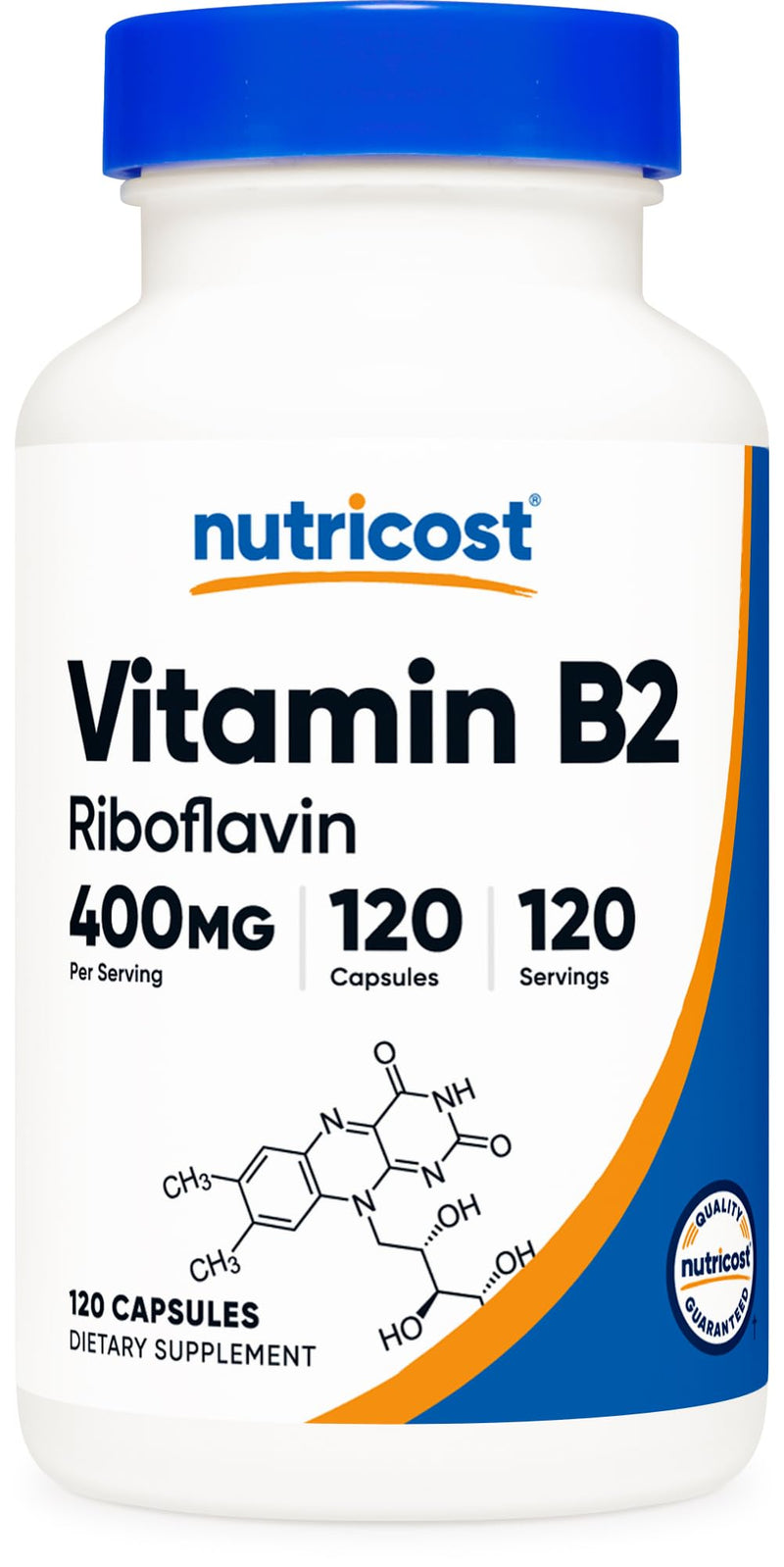 [Australia] - Nutricost Vitamin B2 (Riboflavin) 400mg, 120 Capsules - Gluten Free, Non-GMO 120 Count (Pack of 1) 
