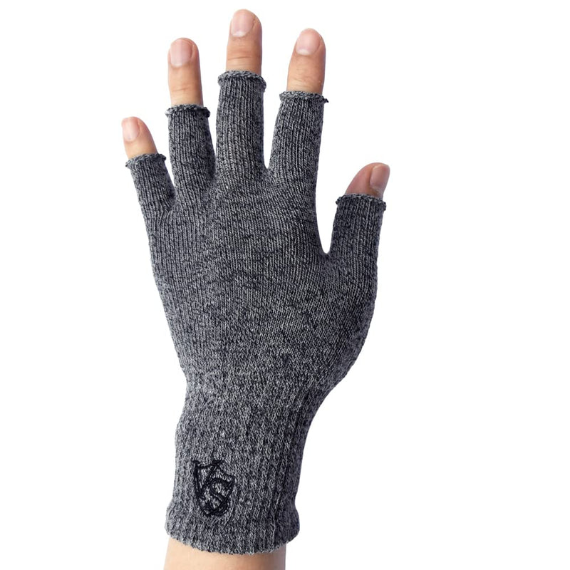 [Australia] - VITAL SALVEO Fingerless Recovery Gloves Stretchy Hands Office Unisex Half Finger Typing Texting Circulation Gloves (Pair) Light Grey Large 