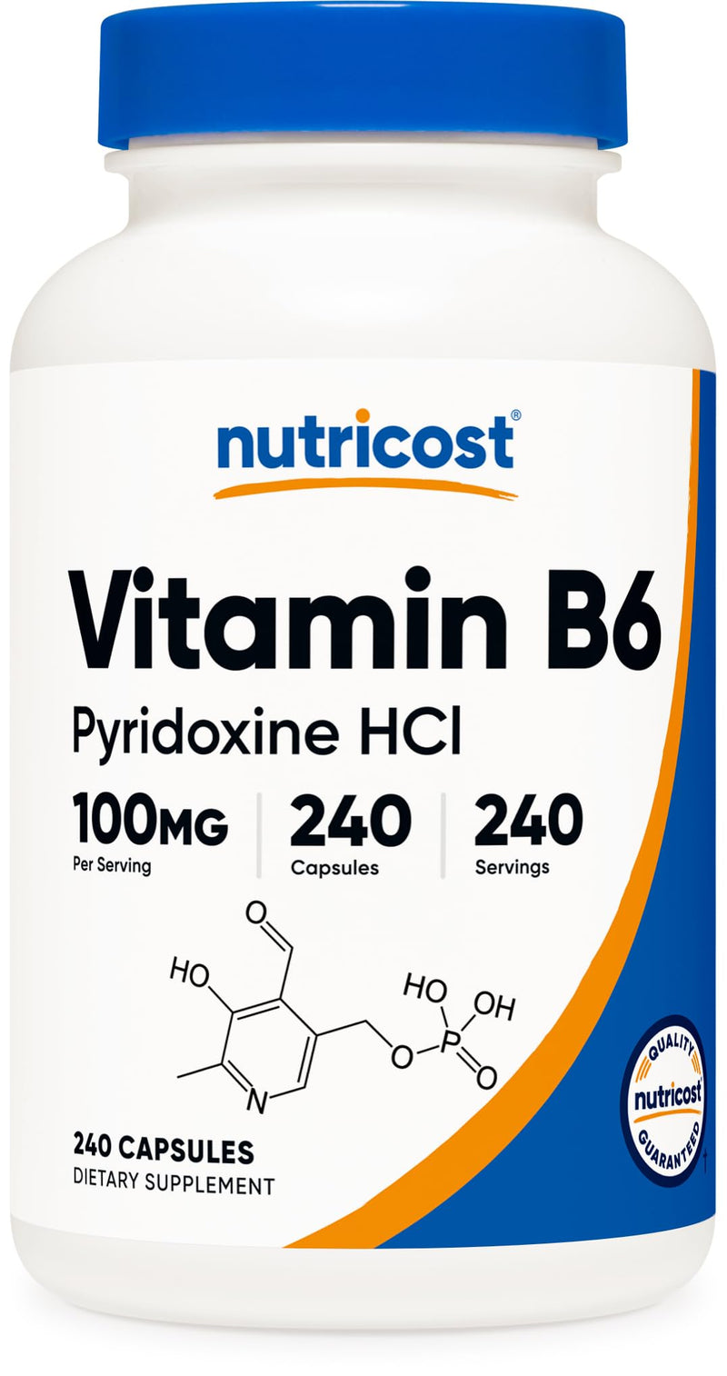 Nutricost Vitamin B6 (Pyridoxine HCl) 100mg, 240 Capsules 240 Count (Pack of 1)