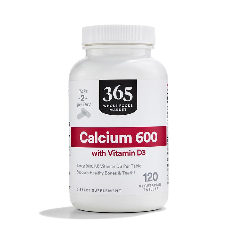 365 by Whole Foods Market, Calcium with Vitamin D3, 120 Vegetarian Tablets, 60-Day Supply 120 Count (Pack of 1)