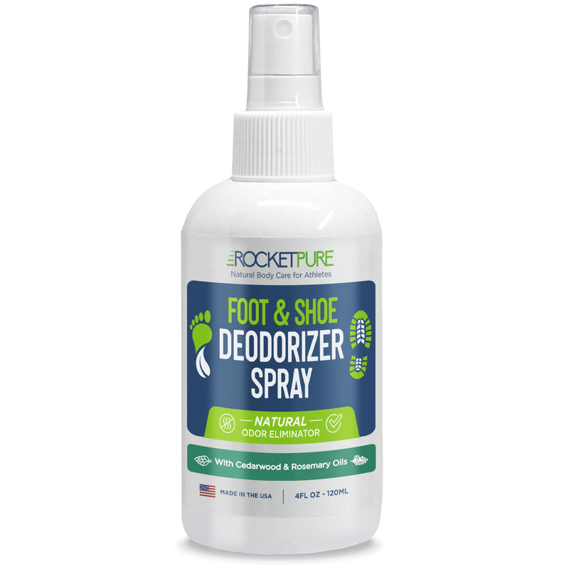 Rocket Pure Natural Foot and Shoe Deodorizer Spray, Cedar, 4 fl oz | Deodorant and odor eliminator for smelly feet, smell remover, formulated with essential oils, paraben-free, made in the USA