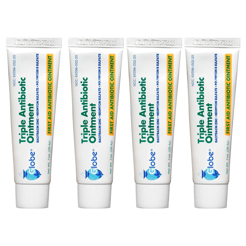 [Australia] - (4 Pack) Globe Triple Antibiotic First Aid Ointment, 1 oz, First Aid Antibiotic Ointment, 24-Hour Infection Protection, Wound Care Treatment for Minor Scrapes, Burns and Cuts 