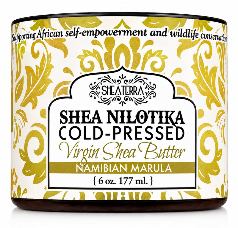 Shea Terra Organics - Cold-Pressed Virgin Shea Butter, Namibian Marula | Anti-aging marula moisturizer for dry skin, nails & hair. Softens & hydrates. Reduces the look of stretch marks & wrinkles. 6 Ounce (Pack of 1)