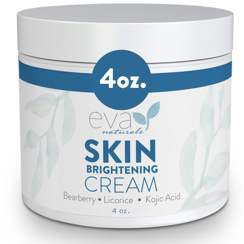 Eva Naturals Kojic Acid Skin Brightening Cream, Licorice & Vitamin C, 4 oz | Bearberry, coq10, alpha lipoic acid, uneven tone, fine lines, dull skin, daily moisturizer