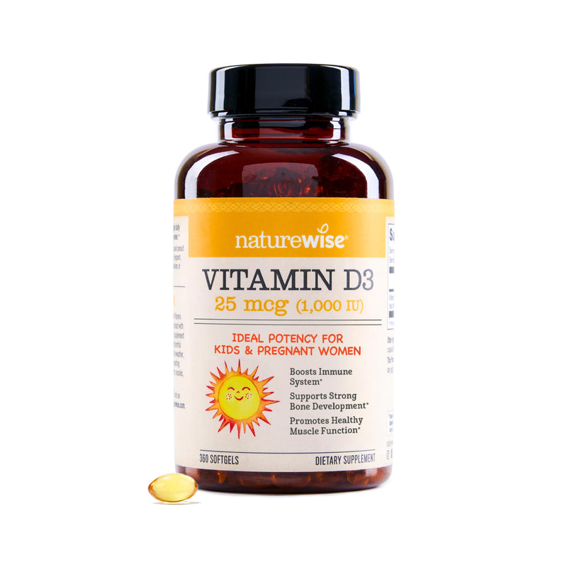NatureWise Vitamin D3 1000IU Supplement, Immune Support, 360 Mini Softgels | 25mcg Vitamin D3 Supplement - Organic Extra Virgin Olive Oil - Supports Bone Health & Muscle Function - 1-Year Supply 360 Count (Pack of 1) 1000 IU