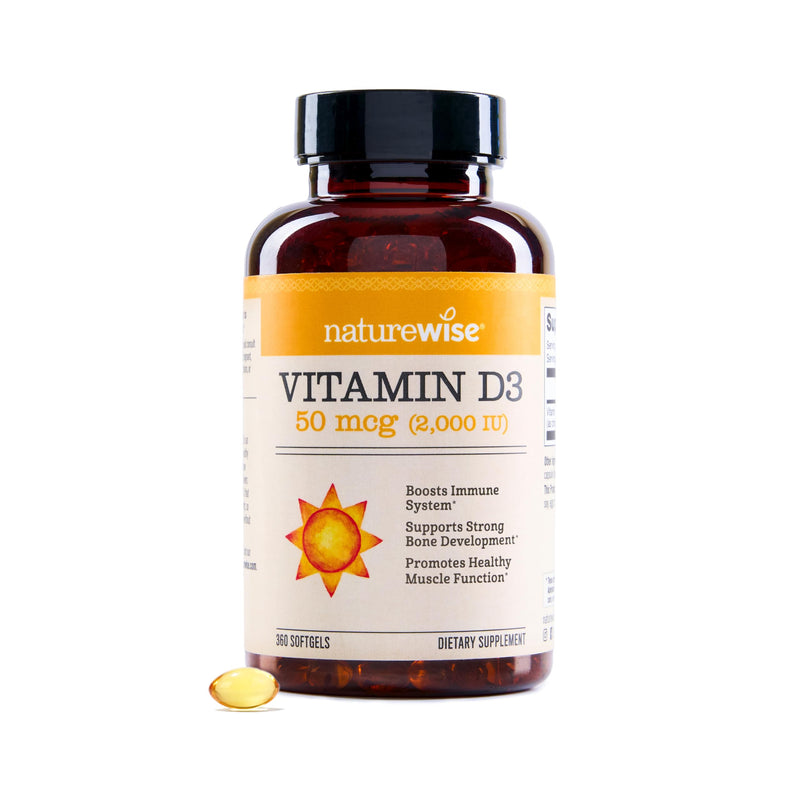 NatureWise Vitamin D3 2000IU Supplement, Immune Support, 360 Mini Softgels