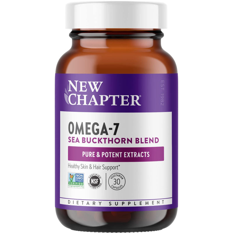 [Australia] - New Chapter Supercritical Omega 7 with Sea Buckthorn + Plant Sourced Fatty Acids + Omega 7 + Non-GMO Ingredients - 30 Vegetarian Capsule Unflavored 30 Count (Pack of 1) 