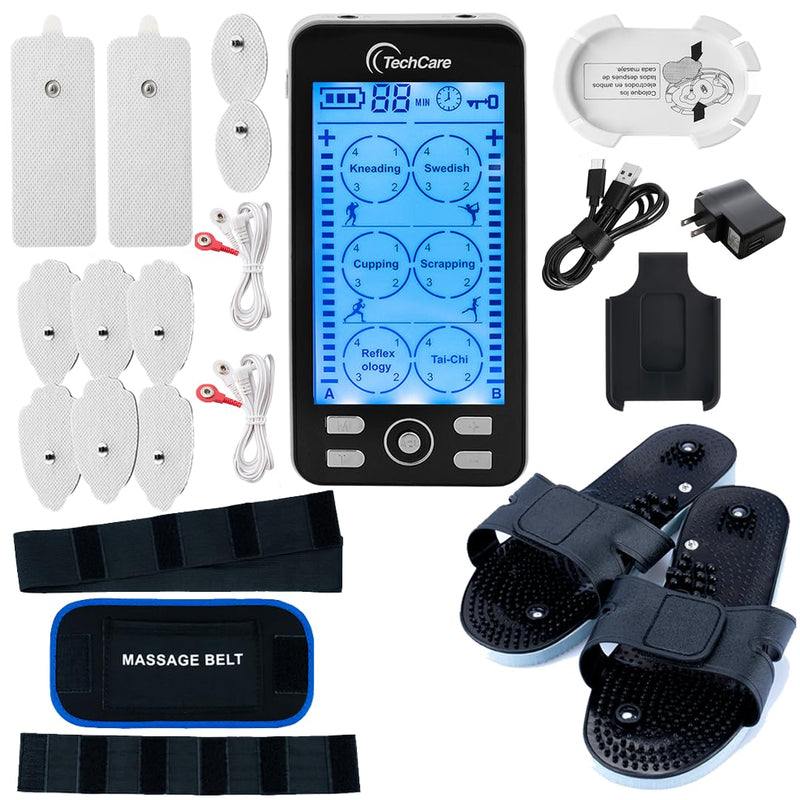 TENS EMS Unit Muscle Stimulator for Pain Relief – Dual Channel Electric Pulse Massager, 24 Therapy Modes, 20 Intensity Levels, Rechargeable Nerve & Muscle Therapy Device, 30 Pads