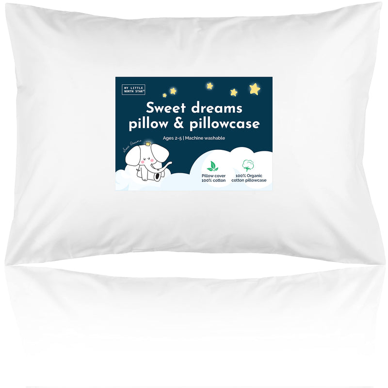 [Australia] - Toddler Pillow with Pillowcase - 13x18 Soft Organic Cotton Toddler Pillow for Sleeping - Washable Nap Pillow - Travel Pillow for Kids - Toddler Sleeping Pillow Toddler Bedding (White) White 