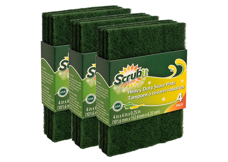[Australia] - Scouring Pads - Heavy Duty Household Cleaning Scrubber with Non-Scratch Anti-Grease Technology - Reusable Scrubbing Pads - Green, 12 Pack 