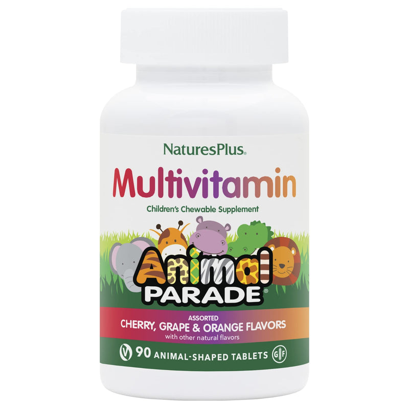 [Australia] - Natures Plus Animal Parade Children's Chewable Multivitamin - 90 Animal-Shaped Tablets, Pack of 2 - Natural Assorted Flavors - Vegan, Gluten Free - 90 Total Servings 180 