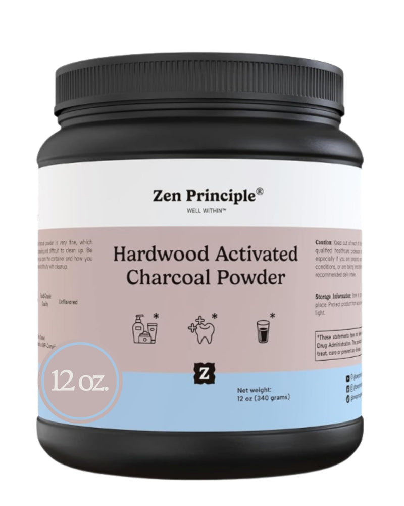 [Australia] - Zen Principle Activated Charcoal Powder only from USA Hardwood Trees. All Natural. Whitens Teeth, Rejuvenates Skin and Hair, Supports Better Digestion. Free Scoop Included. 12 oz. 