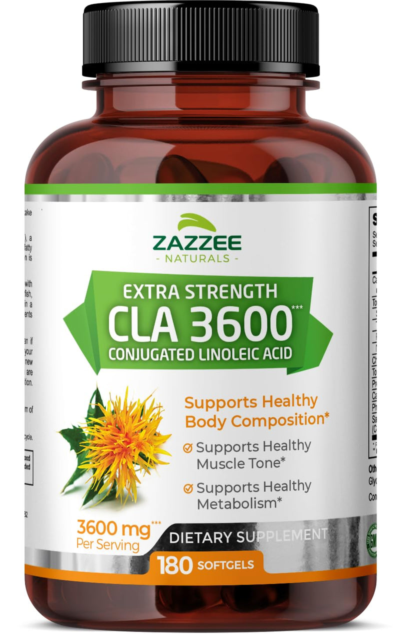 [Australia] - Zazzee High Potency CLA 3600, 180 Softgels, 3600 mg per Serving, Conjugated Linoleic Acid from Safflower Oil, Concentrated and Standardized, 60 Day Supply, Non-GMO and Made in The USA 
