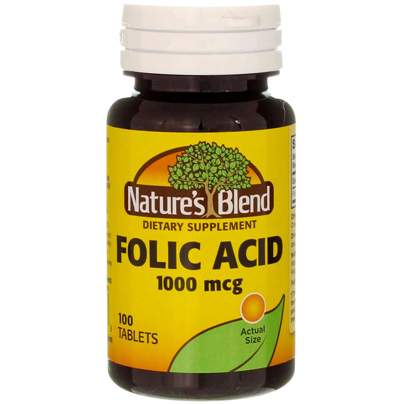 Nature`s Blend Folic Acid 1000mcg Tablets 100 Count (4 Pack)