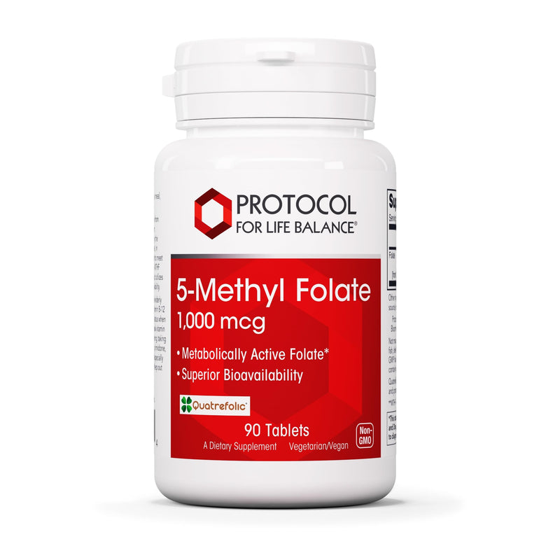 PROTOCOL FOR LIFE BALANCE 5-Methylfolate 1,000 mcg, Brain, 90 Tabs | Superior Methyl Folate Bioavailability, for Brain Support*, Folate Supplement for Women and Men, Kosher and Vegan 90 Count (Pack of 1)