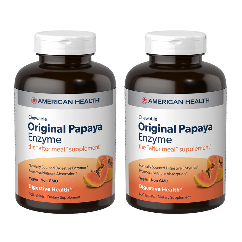 American Health Enzymes Chewable Original Papaya Enzyme 600 Tablets - Pack of 2