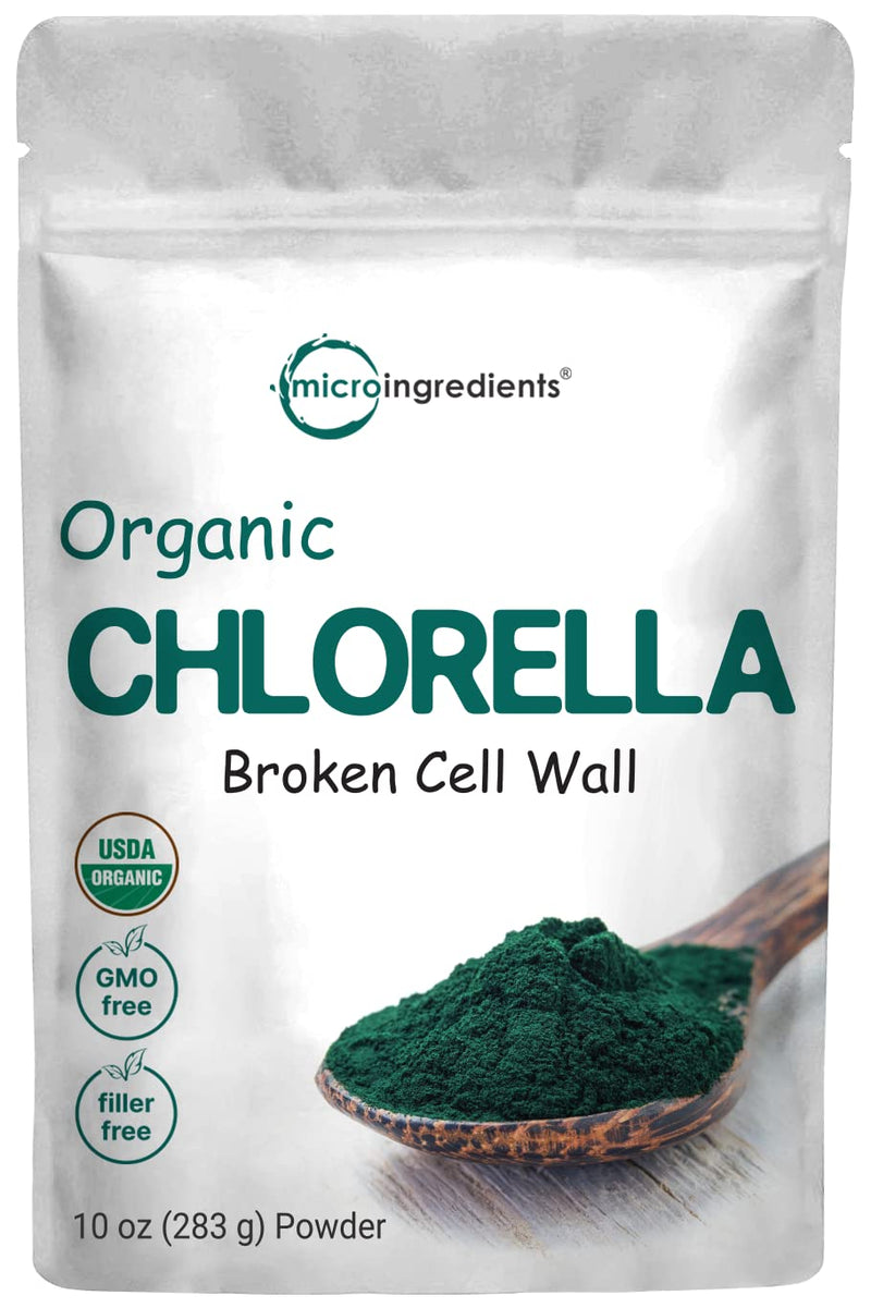 [Australia] - Micro Ingredients Organic Chlorella Powder, 10 Ounce, Broken Cell Wall, Rich in Vegan Proteins & Vitamins, Raw, Bulk Premium Chlorella Supplement, Vegan Friendly, Non-Irradiation 