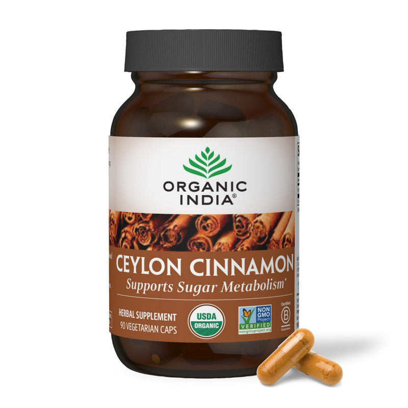 [Australia] - ORGANIC INDIA Cinnamon Supplement, Nutritional Supplement for Blood Sugar Metabolism Support, 90 Veg Caps 