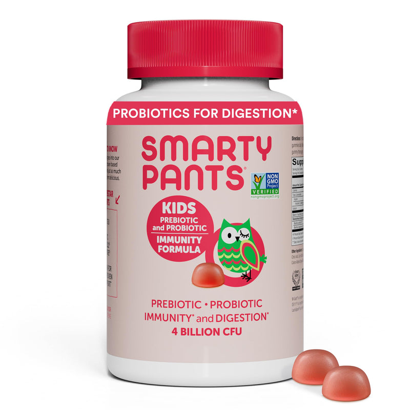 [Australia] - SmartyPants Kids Probiotic Immunity Gummies: Prebiotics & Probiotics for Digestive Health and Immune Support Supplement, Gluten Free, Vegan, Strawberry Crème Flavor, 60 Count (30 Day Supply) Kids Probiotic - Strawberry Crème 