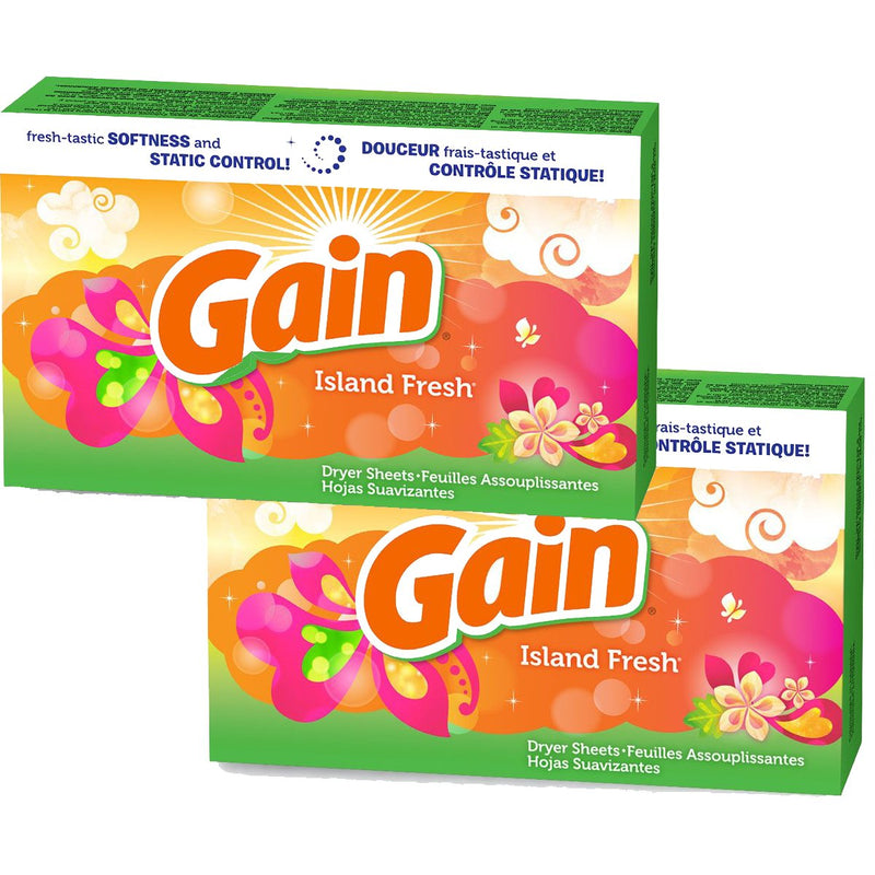 [Australia] - Gain Dryer Sheets - Island Fresh Scent - 34 Count Dryer Sheets Per Box - Pack of 2 34 Count (Pack of 2) 