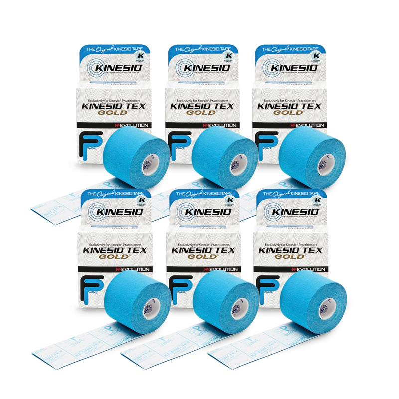 [Australia] - Kinesio Taping - Elastic Therapeutic Athletic Tape Tex Gold FP - Blue – 2 in. x 16.4 ft - 6 Pack 