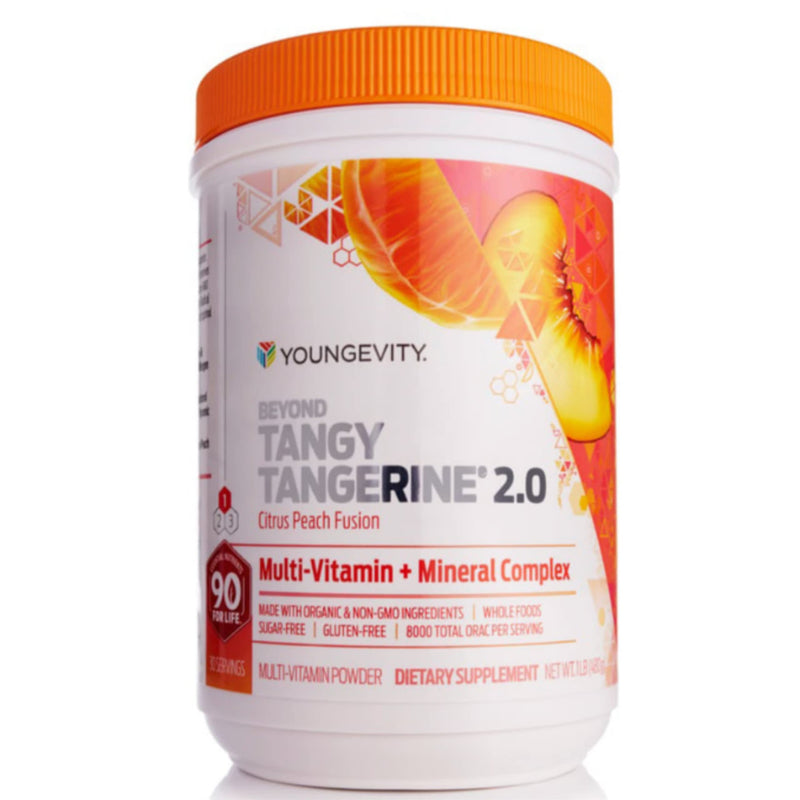 Youngevity Beyond Tangy Tangerine 2.0 Citrus Peach Multivitamin Powder | Citrus peach multivitamin powder, natural whole foods, 8,000 ORAC, blended vitamins and minerals, daily nutrition support 16 Ounce (Pack of 1)