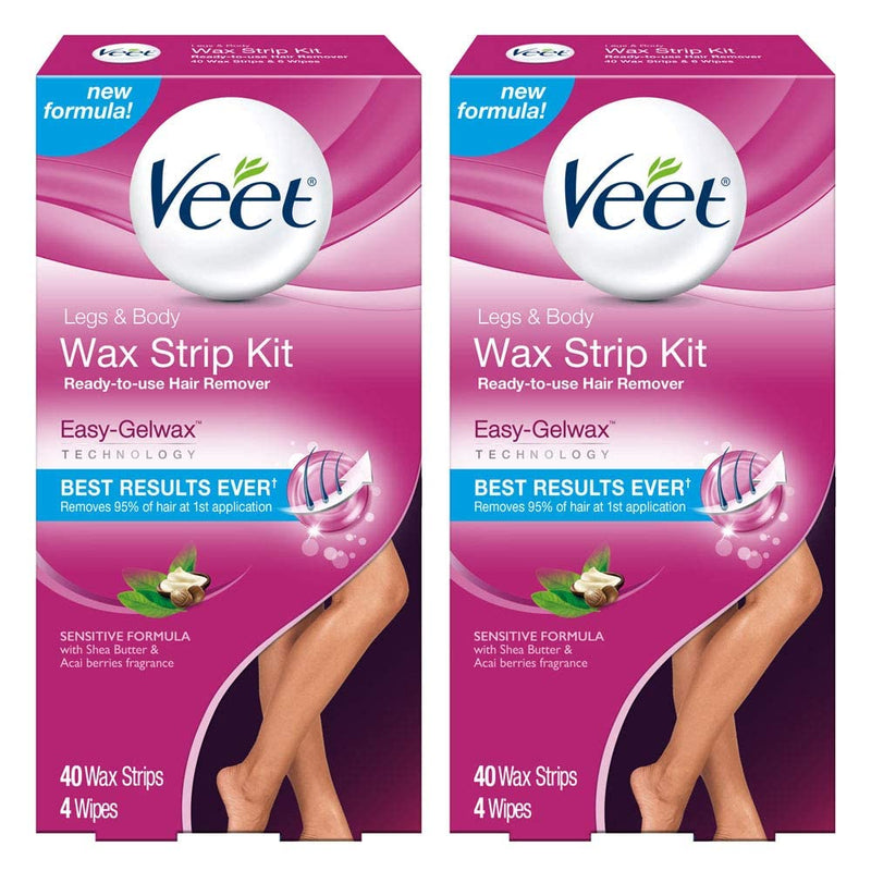 [Australia] - Veet Leg and Body Hair Remover Cold Wax Strips, 40 ct (Pack of 2) 