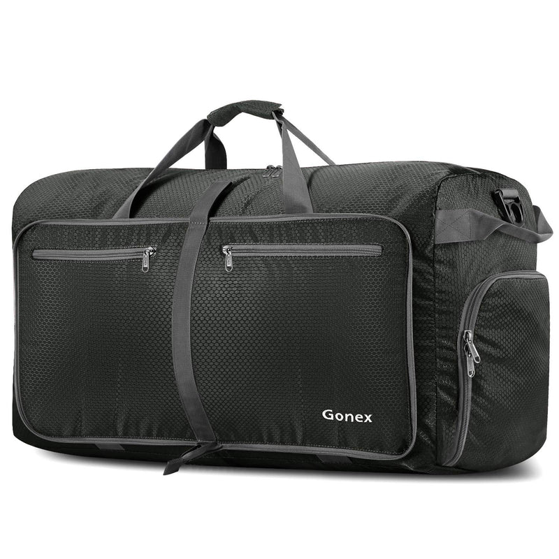 Gonex 80L Foldable Travel Duffle Bag with Shoe Compartment, Lightweight | 210D Nylon, Water-Repellent, Folds Compact, Multiple Pockets, Luggage Sleeve, Weekend Trips & Camping, Grey Gray