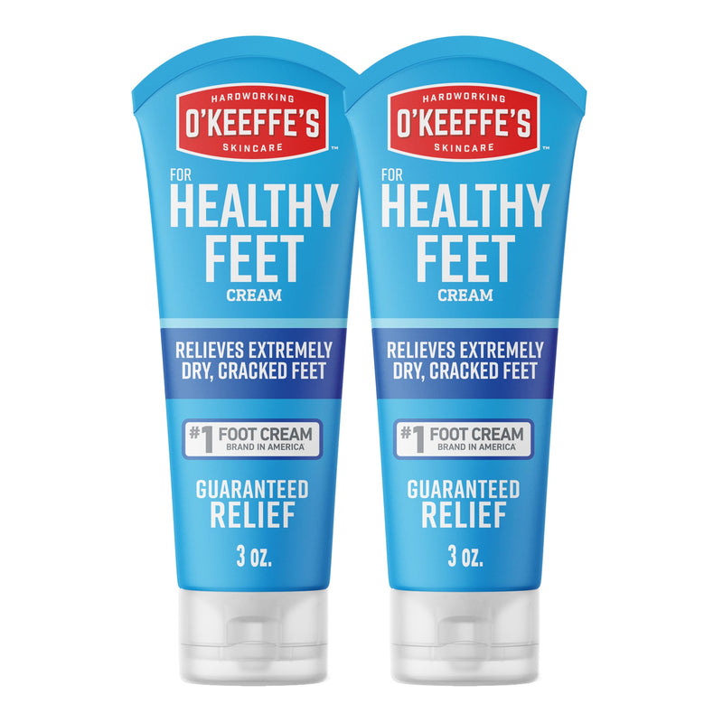 O'Keeffe's for Healthy Feet Foot Cream - 3 oz Tube (2 Pack) - Guaranteed Relief for Extremely Cracked, Dry Feet, Repairing Skincare, Instantly Boosts and Retains Moisture Levels 3 Ounce (Pack of 2)
