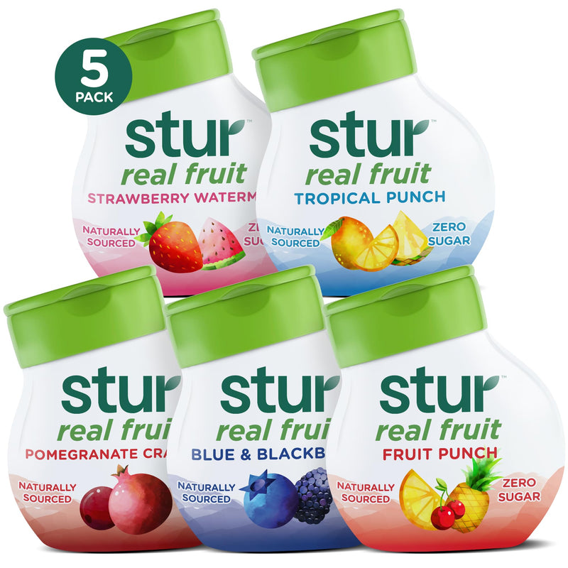 Stur Liquid Water Enhancer | Classic Variety Pack | Naturally Sweetened | High in Vitamin C & Antioxidants | Sugar Free | Zero Calories | Keto | Vegan | 5 Bottles, Makes 120 Drinks 1.62 Fl Oz (Pack of 5)